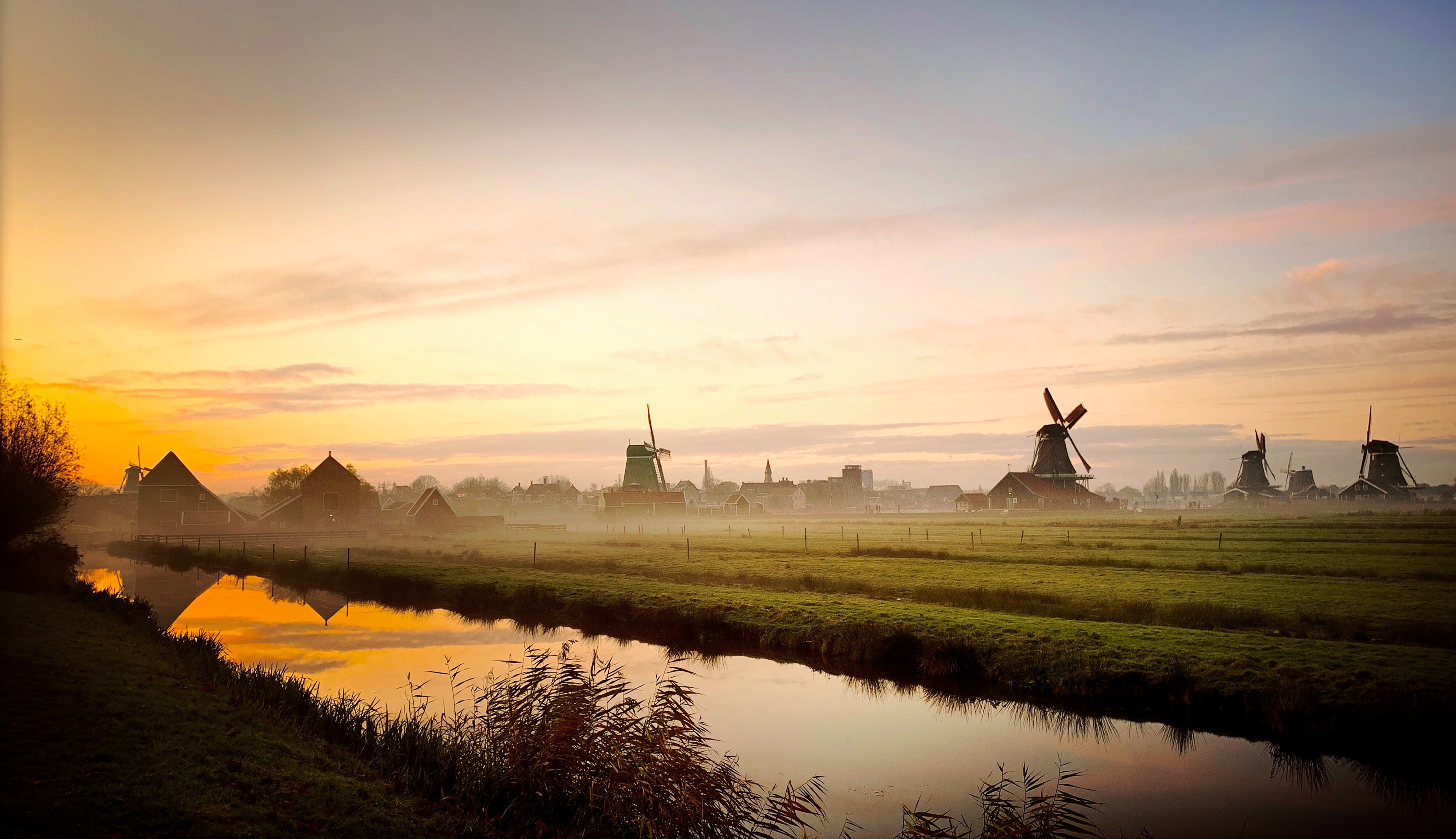 een molen in een weiland