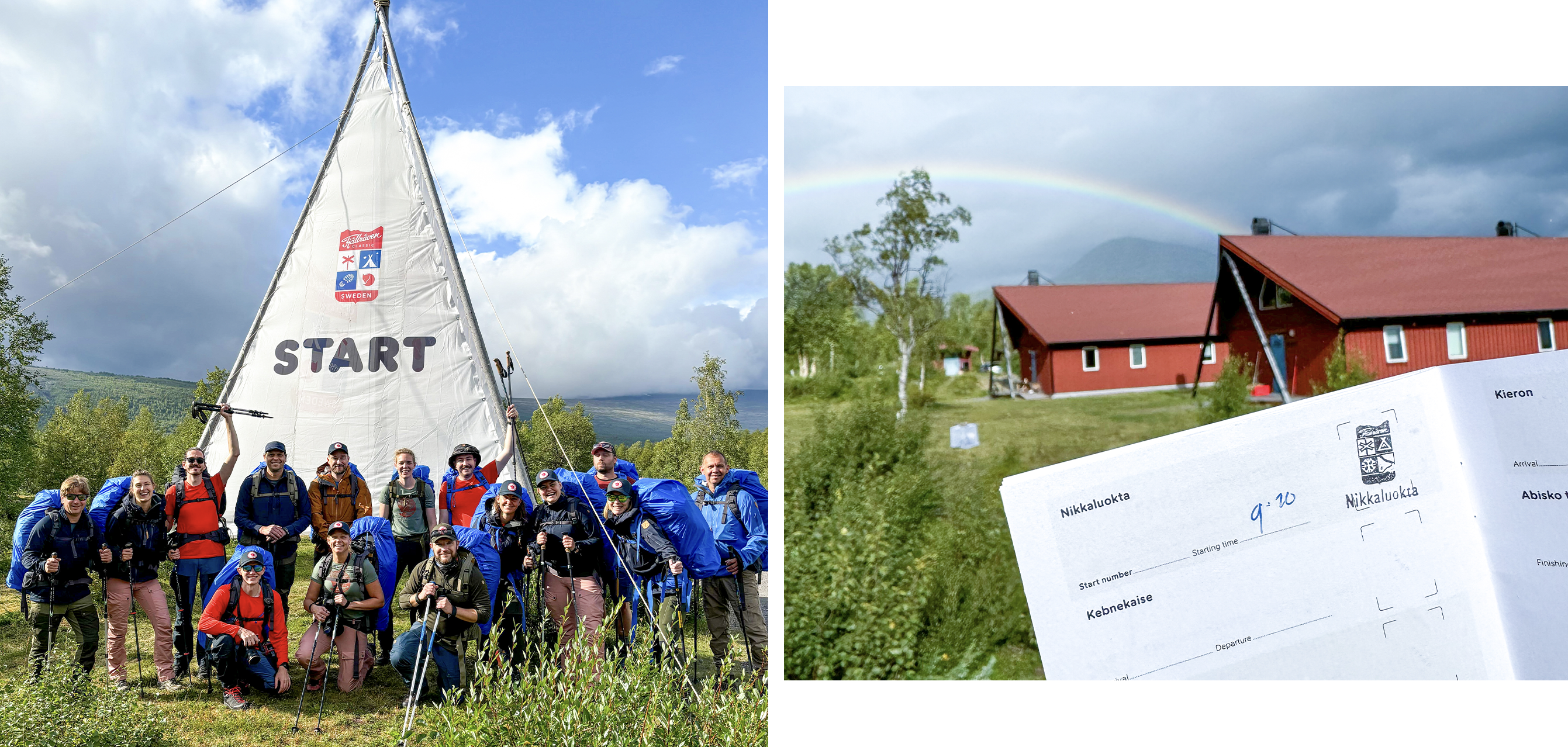 Een groep Bever Buitenexperts staat bij de start van de Fjällräven Classic